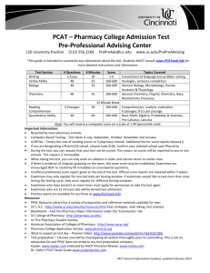 PCAT – Pharmacy College Admission Test Pre