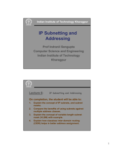 IP Subnetting and Addressing - Indian Institute of Technology