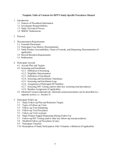 1. Template Table of Contents for HPTN Study