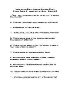 Homework Questions on Ancient Rome: