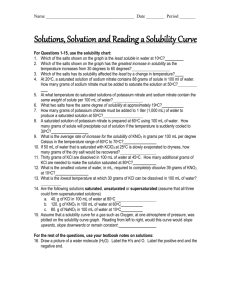 Solutions, Solvation and Reading a Solubility Curve