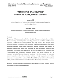 ' perspective of accounting' principles, rules, ethics & culture