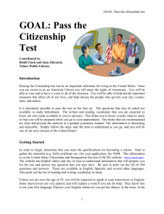 GOAL: Pass the Citizenship Test - California Library Literacy Services