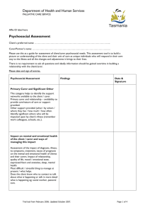 Department of Health and Human Services Psychosocial Assessment