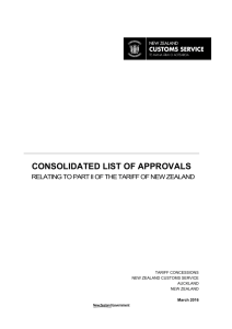 Consolidated List of Approvals