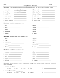 Name Hour Analogy Practice Worksheet Directions