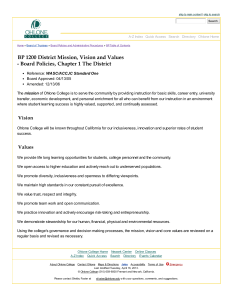 BP 1200 District Mission, Vision and Values