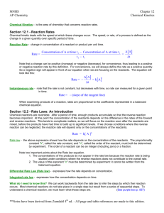 MNHS Chapter 12 AP Chemistry Chemical Kinetics **Notes have
