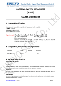 MATERIAL SAFETY DATA SHEET (MSDS) MALEIC ANHYDRIDE