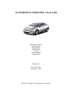 Automotive Industry Analysis - the Systems Realization Laboratory