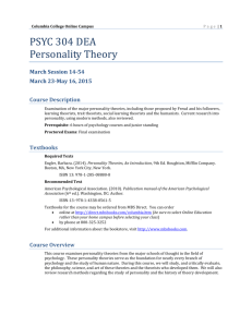 PSYC 304: Personality Theory