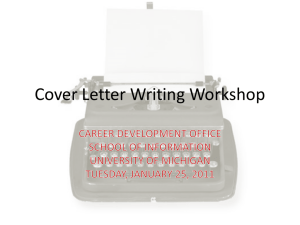 Cover Letter Writing Workshop - University of Michigan School of