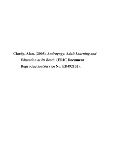 Andragogy: Adult Learning and Education at Its Best?.