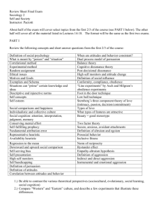 Review Sheet Final Exam Sociology 2 Self and Society Instructor