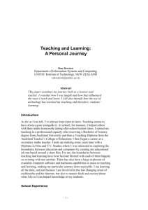 Teaching and Learning: A Personal Journey