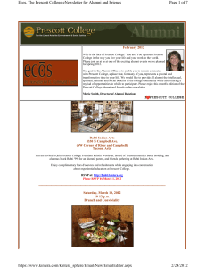 Page 1 of 7 Ecos, The Prescott College eNewsletter for Alumni and