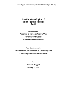 Pre-Christian Origins of Italian Popular Religion Part I