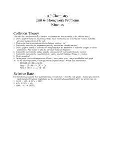 AP Chemistry Unit 6- Homework Problems Kinetics Collision Theory