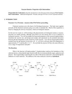 Enzyme Kinetics: Properties of Beta-Galactosidase
