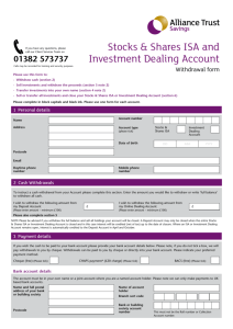 Stocks and Shares ISA Withdrawal Form