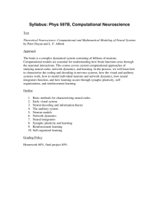 Syllabus: Phys 597B, Computational Neuroscience
