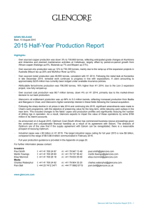 2015 Half-Year Production Report