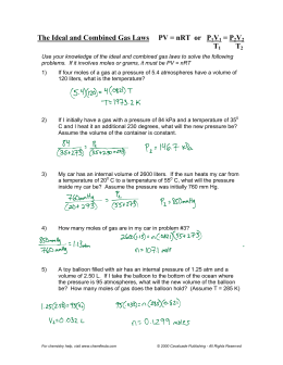 combined gas law worksheet answers with work