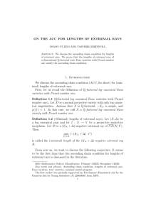 ON THE ACC FOR LENGTHS OF EXTREMAL RAYS 1. Introduction
