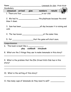 Lemonade study guide 9-11 - Primary Grades Class Page