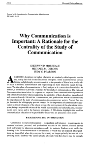Why Communication is Important: A Rationale