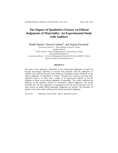 The Impact of Qualitative Factors on Ethical Judgments of Materiality