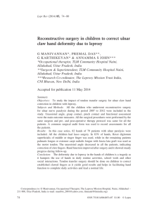 Reconstructive surgery in children to correct ulnar claw hand