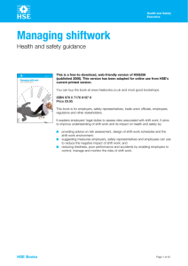 Managing shift work. Health and safety guidance. HSG256