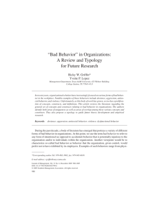 “Bad Behavior” in Organizations: A Review and Typology for Future