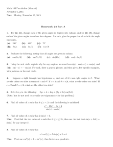 Math 103 Precalculus (Vinroot) November 9, 2015 Due: Monday