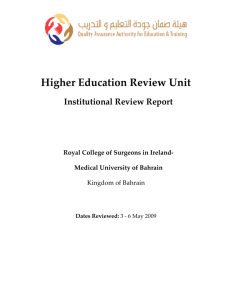 Higher Education Review Unit Institutional Review Report Royal