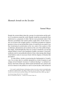 Hannah Arendt on the Secular - Academic Commons