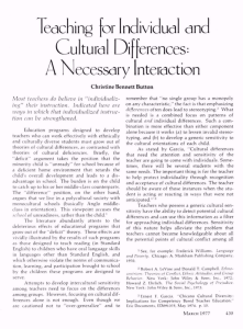 Teaching for Individual and Cultural Differences: A Necessary