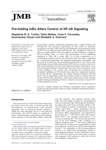 Pre-folding IκBα Alters Control of NF-κB Signaling