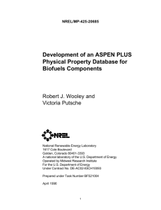 Development of an ASPEN PLUS Physical Property