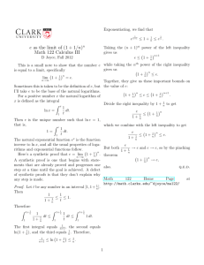 e as the limit of (1 + 1/n) Math 122 Calculus III