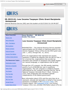 IR-2015-61: Low Income Taxpayer Clinic Grant Recipients Announced
