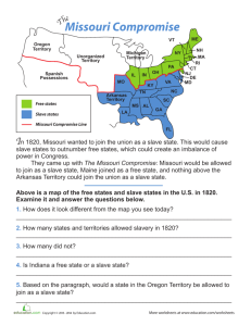 Missouri Compromise Worksheet
