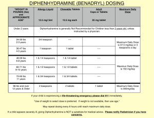 diphenhydramine (benadryl) dosing