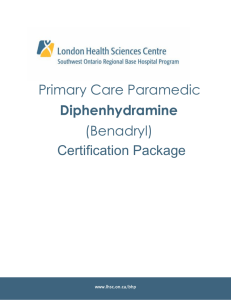 Primary Care Paramedic Diphenhydramine (Benadryl) Certification