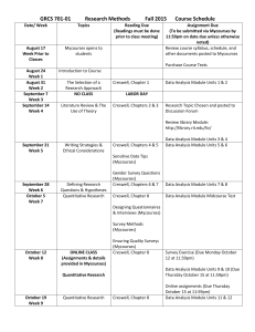 GRCS 701-01 Research Methods Fall 2015 Course Schedule