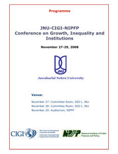 JNU-CIGI-NIPFP Conference on Growth, Inequality and Institutions