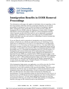 Immigration Benefits in EOIR Removal Proceedings