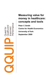 Measuring value for money in healthcare