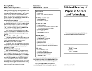 Efficient Reading of Papers in Science and Technology